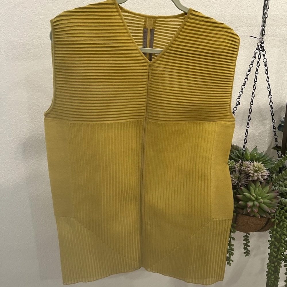 Rick Owens Mustard Ribbed Sleeveless Blouse silk Sz S (item 12.8)